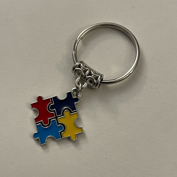 Autism Keychain Puzzle Pieces Square Small Sized  BV8 - Picture 1 of 1